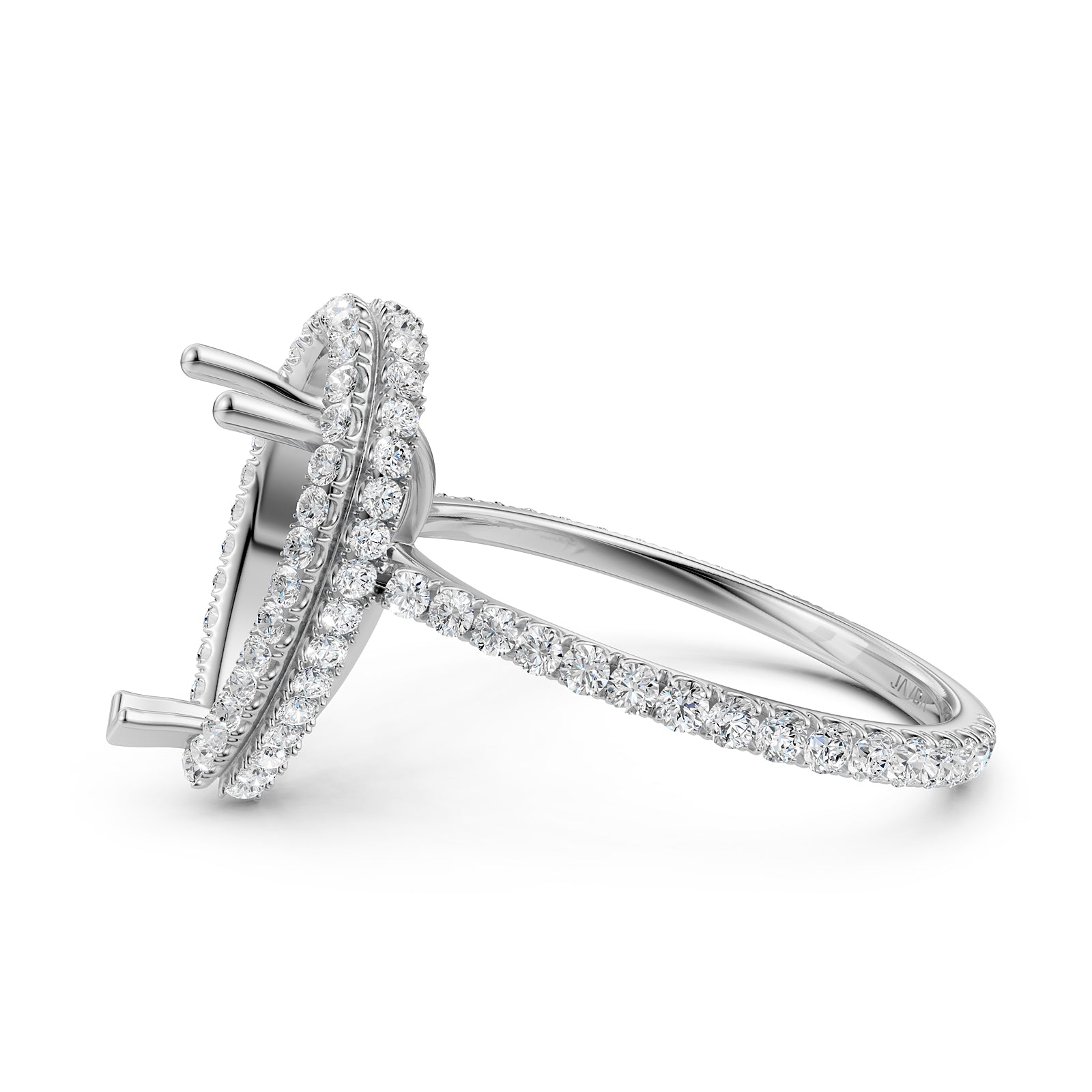 Double Halo Semi Mount Lab Grown Diamond Engagement Ring 0.53 Ct.